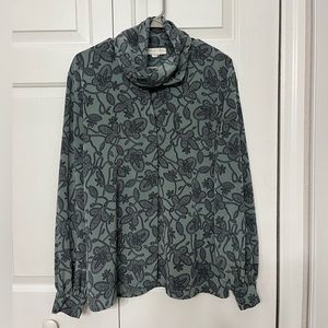 Convertible Collar Floral/Paisley Blouse- Size: 12